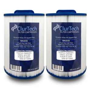 ClurTech Spa Filter Cartridge 2 Pk Aber Hot Tubs 45 Sq Ft Repl 6CH-940 & others - Picture 1 of 6