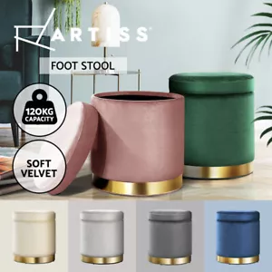 Artiss Round Velvet Ottoman Foot Stool Storage Foot Rest Padded Seat Large - Picture 1 of 23