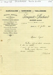 Dépt 45 - Baccon - Petite Entête Secteur Maréchalerie Serrurerie du 27/07/1925 - Imagen 1 de 1