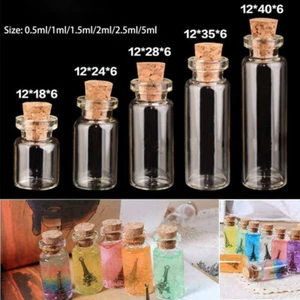 0.5ml-5ML Mini Wishing Bottles Tiny Small Cork Vials Glass DIY Container Box Jar - Picture 1 of 14