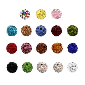 100pcs 10mm Sparkling Crystal Beads Disco Ball Clay Beads for Necklace Bracelet - Picture 1 of 26
