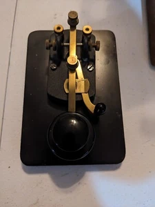 Vintage Brass Morse Code Telegraph Key HAM RADIO Off Switch Castro Base - Picture 1 of 4