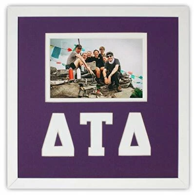 Delta Tau Delta Fraternity Licensed Picture Frame 4x6 photo Purple and White - Image 1 of 3