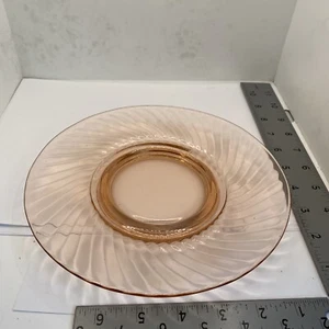 Vintage Twisted Optic Swirl Pink Depression Glass Footed Salad Plate 8" 7-1024W - Picture 1 of 2