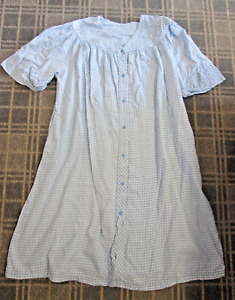 LADIES SIZE 24-26 NIGHTGOWN ROBE POPPER BUTTON FRONT VINTAGE 80'S FLANNEL CHECK