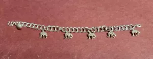 Sterling Silver 925 Vintage Bracelet 7" with Elephants - Picture 1 of 3