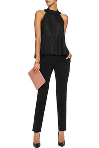 NWT ALEXIS "LIZETH" BLACK GUIPURE BUTTON DOWN HALTER TANK TOP S SMALL - Picture 1 of 6