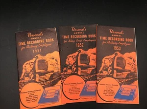 Railroad Employees Time Recording Books 1951, 52, 53 Personal's Collectable VTG - Picture 1 of 10