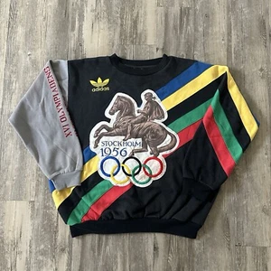 Sudadera De Colección Años 80 Adidas 1956 Juegos Olímpicos de Estocolmo Helsinki Cuello Redondo Talla L - Imagen 1 de 9