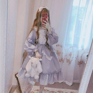 Lady Girl Lolita Kleid Cosplay Kostüm Kawaii Rüschen Puffärmel schwarz Retro - Bild 1 von 8