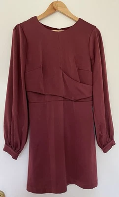 Mini Vestido Kookai Borgoña Manga Larga Completamente Forrado Talla 40 AU 12 Foto 1 de 4