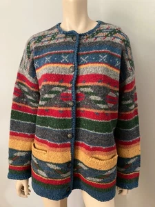 VINTAGE Wolle Southwestern Azteken Strickjacke Pullover Gr. XL - Bild 1 von 10