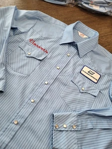 Vintage 70s NOS Chambray Blue Work Shirt Size L Workwear Union Made USA WESTERN - Picture 1 of 19