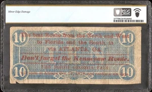 1864 10 $ KONFÖDERIERTE WÄHRUNGSNOTE MIT ZUGSTRECKE GEORGIEN MESSE AD T68 PCGS 20 - Bild 1 von 2