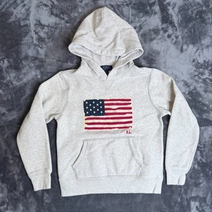 Polo Ralph Lauren Kid Long Sleeve Pullover Size Medium 10-12 American RL Flag - Picture 1 of 7