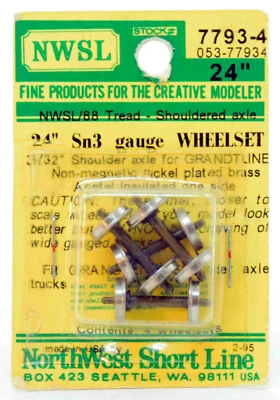 NWSL Sn3 Narrow Gauge 24" Nickel Silver Wheel Sets, #7793-4 NOS - Image 1 of 3