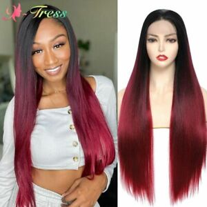 Straight Synthetic Lace Front Wig Middle Part Lace Hair Wig Heat Resistant Fiber