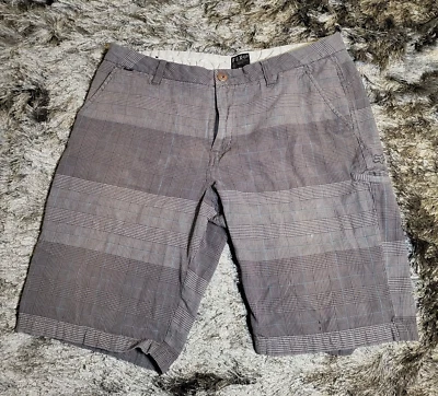 复古 Y2K Fox Racing Hydro 系列格子条纹灰色男式 36 码宽松休闲 — 第 1/4 张图片