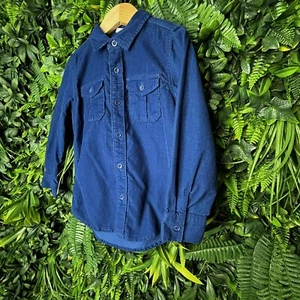 BABY GAP Boys Shirt Size 5 Years Blue Button Long Sleeve Corduroy Design 0858 - Picture 1 of 7