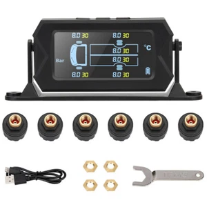 Wireless Solar TPMS LCD Car Tire Pressure Monitoring System 6 External Sensors - Picture 1 of 12