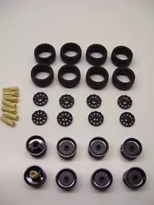 Lego Wheels 8x Tire Low Profile 24x12 (18977) (18976) w/ Hub Caps (18978a) - Picture 1 of 4
