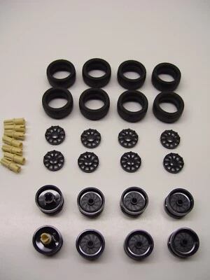 Lego Wheels 8x Tire Low Profile 24x12 (18977) (18976)  w/ Hub Caps (18978a) - Image 1 of 4