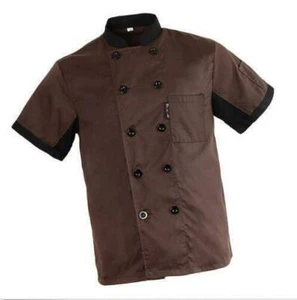 Unisex Chef Jacket Coat Restaurant Hotel Work Uniform Short Mesh Sleeves - Picture 1 of 13
