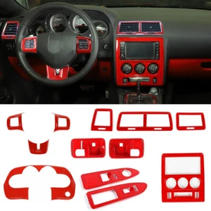 12x Red Steering Wheel Dash Decor Cover Trims Kit For Dodge Challenger 2009-2014 - Picture 1 of 16