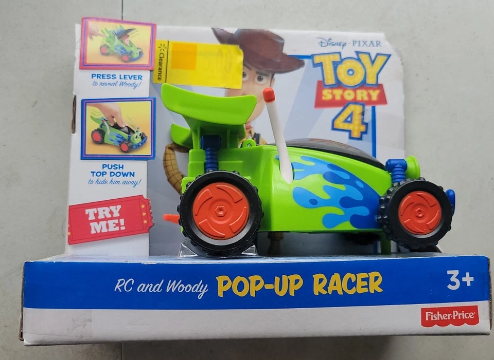 NEW FISHER-PRICE DISNEY PIXAR TOY STORY 4 RC AND WOODY POP-UP RACER CAR! Q12 - Image 1 of 4