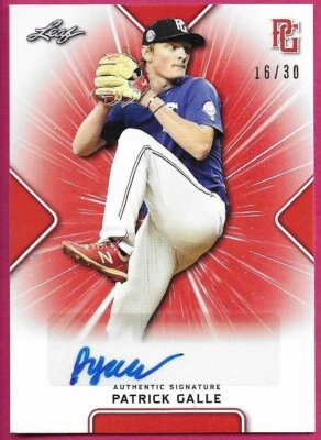 2021 Leaf Perfect Game National Baseball PATRICK GALLE Orange Autograph 16/30 - Image 1 of 2