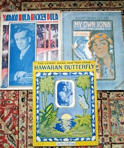 3 partituras temáticas de Hawaii 1916 Yaaka Hula Hickey Dula, My Iona, Hawaiian Butterfly - Imagen 1 de 5