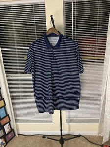 MENS Real Essentials Blue Striped Golf Polo Shirt 2XL SKU #165 - Picture 1 of 4