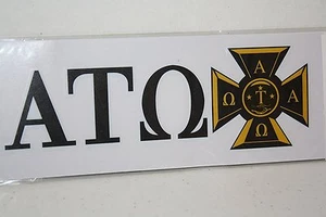 50-pack of Alpha Tau Omega Sticker of Letters & Crest for Outside Glass, Car - Picture 1 of 1