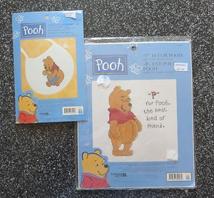 Pair of Leisure Arts Winnie The Pooh Counted Cross Stitch Kits Bib Disney - Picture 1 of 1