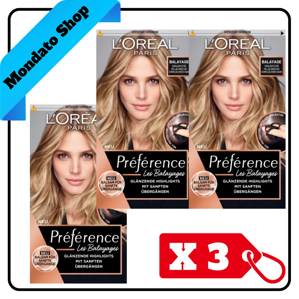 L'OREAL PREFERENCE BALAYAGE TINTA CAPELLI BIONDO CHIARO-SCURO (X3) - Image 1 of 1