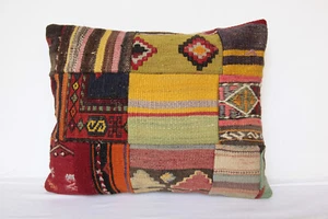 20x16 patchwork kilim pillows,Handmade pillow,Turkish Kilim pillow,lumbar pillow - Picture 1 of 13