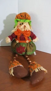 16" Plush SITTING SCARECROW w/ DANGLING LEGS Halloween / Fall / Harvest Decor - Picture 1 of 4