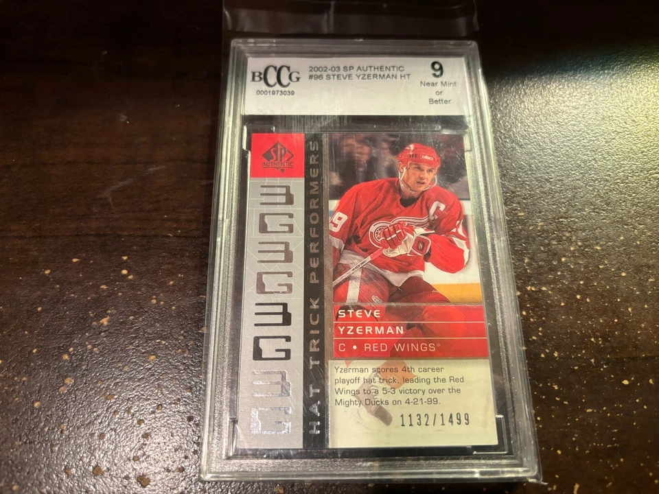 2002-03 SP Authentic Hat Trick Performers STEVE YZERMAN #96 Grade BCCG 9 - Image 1 of 1