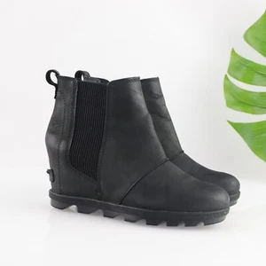 Sorel Joan of Arctic Damenstiefel Größe 8 schwarz wasserdicht Chelsea Bootie Keilabsatz - Bild 1 von 13