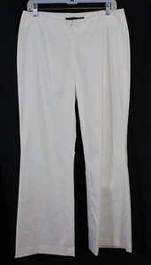 Yansi Fugel Pants Trousers Wide Leg Dress Career Winter White Cotton Flat 10 - Picture 1 of 5