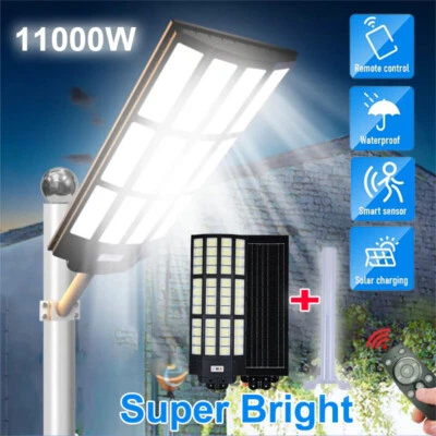 Commercial 93000000LM LED Outdoor Dusk to Dawn Solar Street Light Road Area Lamp - Image 1 of 4