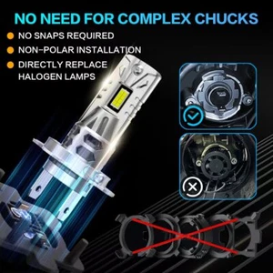 H7 LED Headlight Bulbs22000LM Super Bright LED Car Lights CSP Chip 6500K12V 80W - Picture 1 of 8