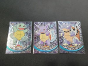 Topps Pokemon - CHROME RARE - 07 Squirtle 08 Wartortle 09 Blastoise - NEAR MINT