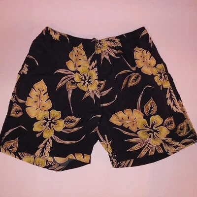 Tommy Bahama Hombres Bañador Pantalones Cortos Grandes Azul Amarillo Hawaiano Tropical Forrado Foto 1 de 4