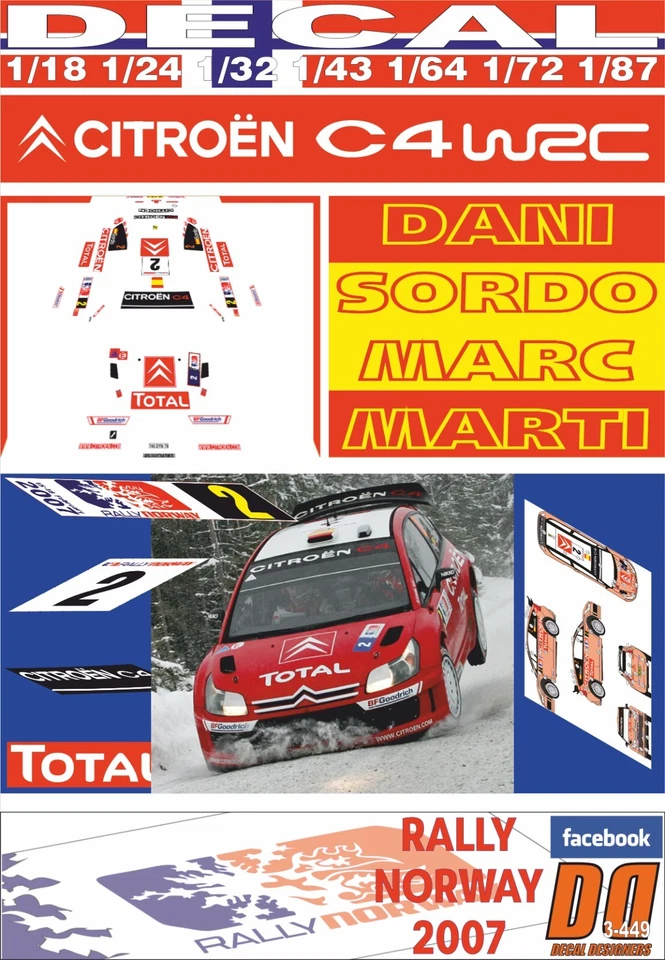 DECAL CITROEN C4 WRC DANI SORDO R.NORWAY 2007 25th (08) - Image 1 of 1
