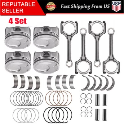 Engine Piston Kit +Connecting Rod+ Main Rod Bearings For Hyundai Kia 2.0L OEM - Image 1 of 4