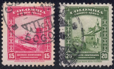1941 Colombia SC# C123-C124 - Spanish Fortification - Colonial Bogota - Used Foto 1 de 2