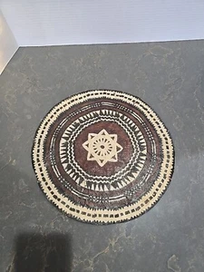 Seltene Vintage Fidschi Rinde Vatulele Tapa 12" Rund Stoff Tischset Wandbehang - Bild 1 von 4