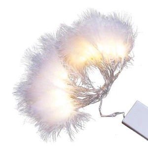 Qbis White Feather Fairy String Lights USB /Battery Powered Timer Bedroom Light - Picture 1 of 6