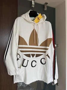 GUCCI X ADIDAS 722967 Sudadera con Capucha Grande 100% Algodón Color Marfil Talla: S - Imagen 1 de 20